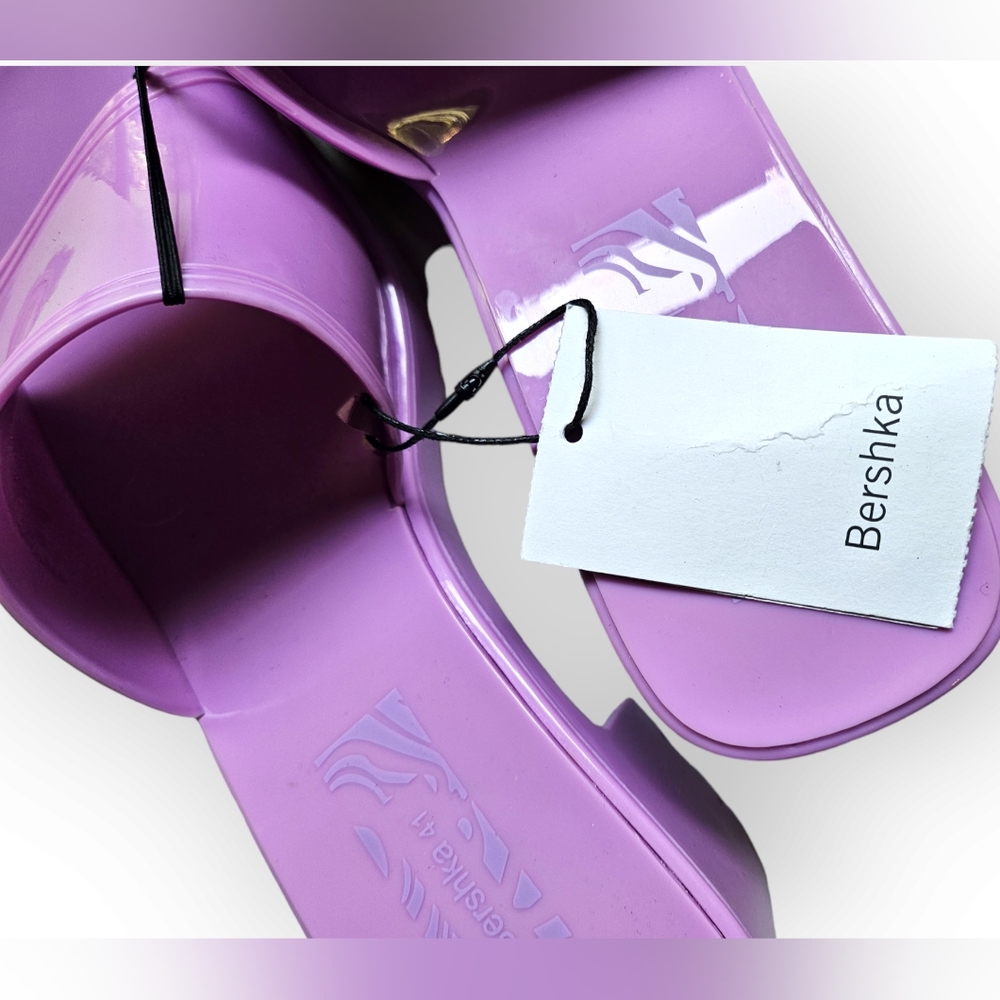 Bershka Jelly Heeled Sandal in Lilac Size 10